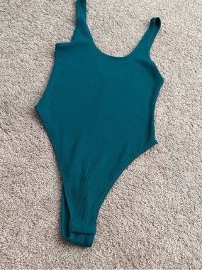 wild fable Teal Ribbed Scoop Neck Bodysuit
